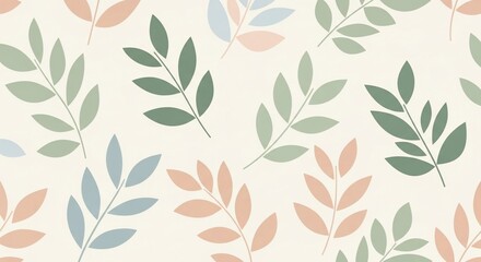 Nature's Embrace: An array of delicately rendered leaf patterns in soothing pastel hues, creating a sense of serenity and natural beauty.