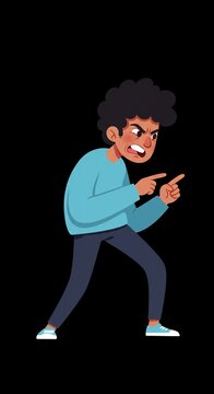 Angry Figure Pointing: A figure, brimming with frustration, angrily points, capturing the intensity of displeasure.