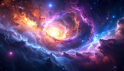 Fototapeta premium Cosmic nebula swirling in vibrant hues