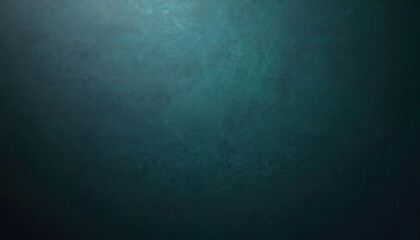 Dark abstract teal green blue gradient background. Textured surface provides elegant space for design. Matte wall shows rough grain. Modern graphic design element. Deep aqua color fades to black.