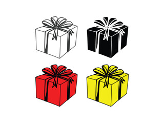 Gift Box Line Art Icon – Black Outline vector
