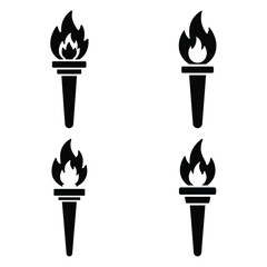 fire torch Icon set Vector Art, Icons and Graphics