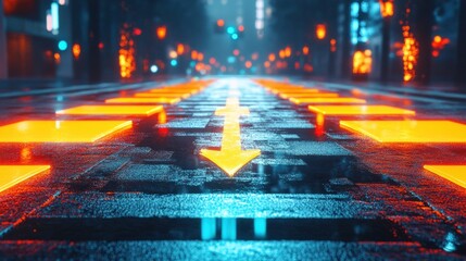 Digital crosswalk with glowing arrows