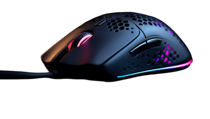 Dark gaming mouse with glowing accents