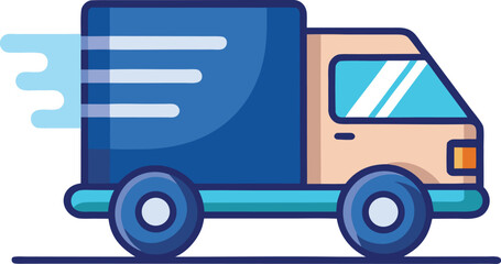 Delivery Truck Flat Vector Icon, Minimalist Logistics Van Symbol for E-commerce Apps, Website UI/UX, and Transportation Services on White Background.   © Purnorup Dream IT 
