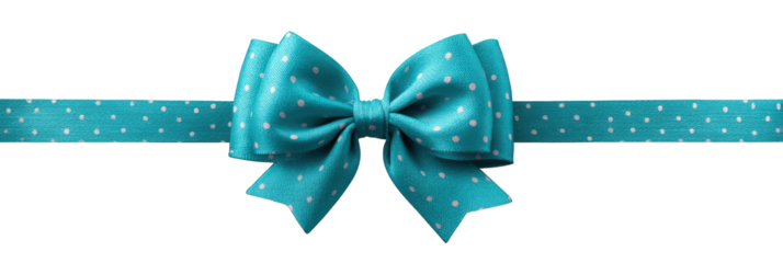 Elegant turquoise bow with polka dots, versatile gift ribbon for celebration, party decor, festive wrapping, stylish accessory, craft supply, and holiday embellishments