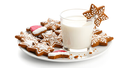 A plate of star-shaped cookies with a glass of milk, creating a heartwarming Christmas scene