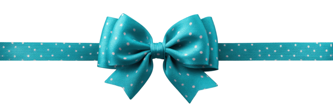 Elegant turquoise bow with polka dots, versatile gift ribbon for celebration, party decor, festive wrapping, stylish accessory, craft supply, and holiday embellishments