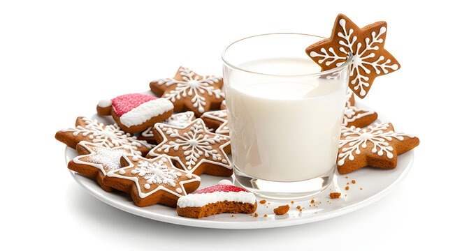 A plate of star-shaped cookies with a glass of milk, creating a heartwarming Christmas scene