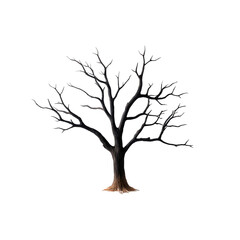 Fototapeta premium Striking black silhouette of a leafless dry tree with intricate branches against a dark background, showcasing natural beauty, seasonal change, and artistic landscape photography