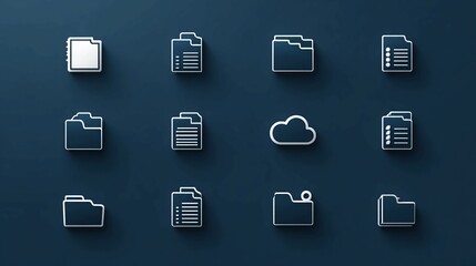 Organize your business with this modern document folder icon set for streamlined data management and cloud storage solutions, perfect for web design and user interface projects