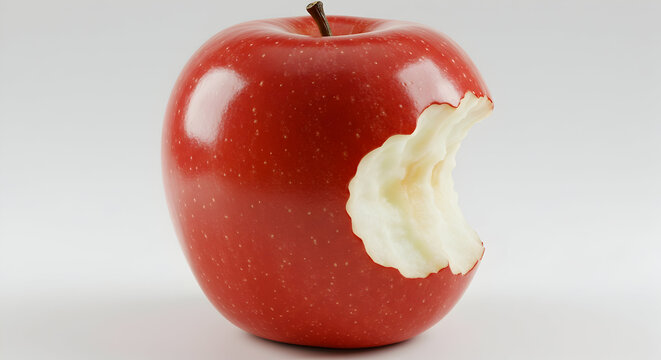 An apple with a single bite taken out of it
