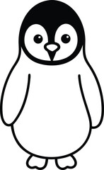 A funny cartoon penguin character with a baby blue smile is a cute vector illustration isolated on white