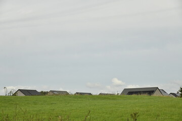 Obraz premium Ciel d'hiver en fin de journée au dessus d'un paysage rural à Écaussinnes d'Enghien (Soignies)