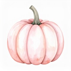 a pastel pink pumpkin watercolor illustration, evoking the essence of autumn and seasonal charm