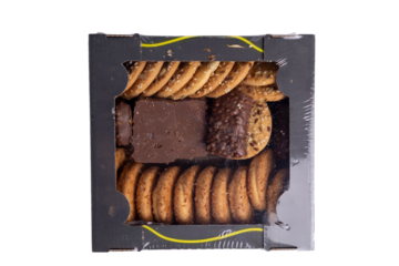 Assorted cookies and biscuits box on transparent background