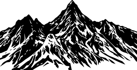 Black and White Alpine Landscape Logo