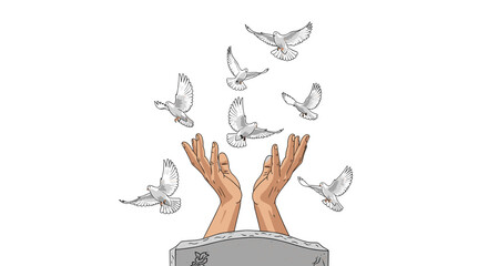 Releasing Peace: An image depicting hands releasing doves into the air, symbolizing freedom, hope, and peace. The doves gracefully ascend, carrying a message of tranquility and positivity.