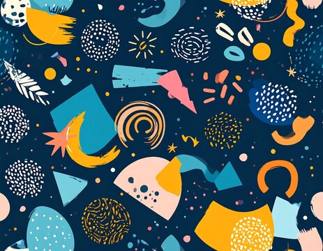 Vibrant abstract shapes on dark background