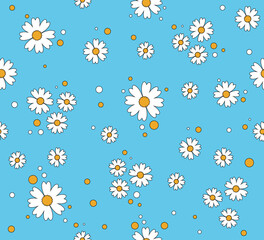 Seamless pattern of cute daisies, vector for backdrop, wallpaper, fabric and fashion designs