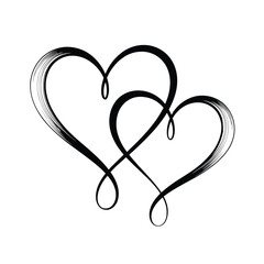 Two intertwined hearts isolated on white background