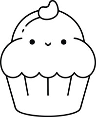 Cute pink cupcake with cream and cherry vector illustration