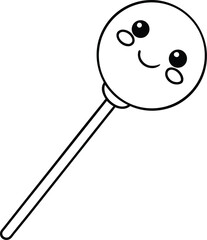 Isolated vector illustration of a lollipop in a hand, viewed through a magnifying lens for a macro closeup
