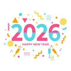 Happy New Year 2026 Logo Vector Design With Creative Concept