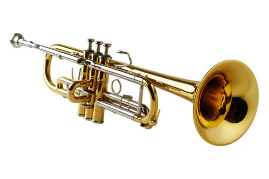 Gold Trumpet image isolated on a transparent background