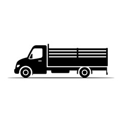 Truck icon. Black silhouette. Side view. Vector simple flat graphic illustration. Isolated object on a white background.