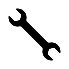 Open-end wrench icon. Black silhouette. Front and side view. Vector simple flat graphic illustration. Isolated object on a white background.