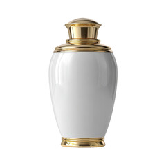 White urn with gold trim