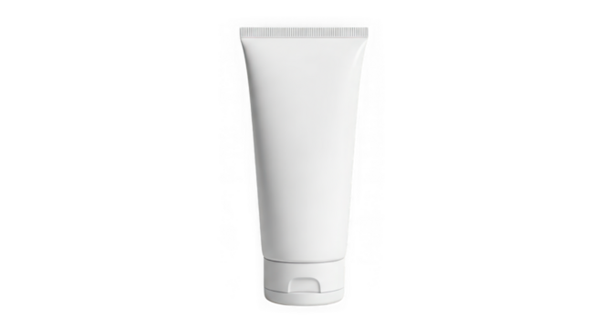Blank white tube of cream or gel isolated on transparent background for mock up