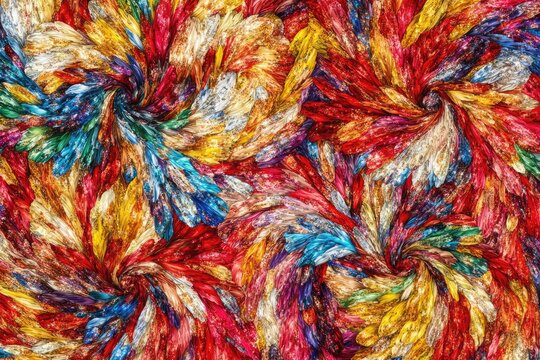 Abstract, vibrant, swirling, multicolored pattern of textured, overlapping shapes - Powered by Adobe