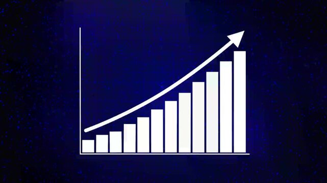 Business growth concept in graph chart showing marketing sales profit increasing to future target . growing business concept. Clean Hi-tech style white business graph animation. 4k