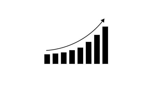Business growth concept in graph chart showing marketing sales profit increasing to future target. business graph success Statistics bars columns growth animation arrow on white background. - Powered by Adobe
