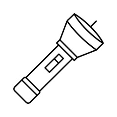 Flashlight Outline Line Art Vector