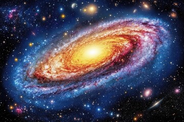 Fototapeta premium Spiral galaxy with vibrant colors and stars (1)