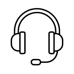 Headset Mic Outline Line Art Vector