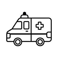 Ambulance Outline Line Art Vector