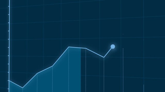 3D glowing blue line graph progress animation with smooth camera tracking and data motion rising up on dark blue background. 4K animated chart for profit visualization, business growth, and market up. - Powered by Adobe