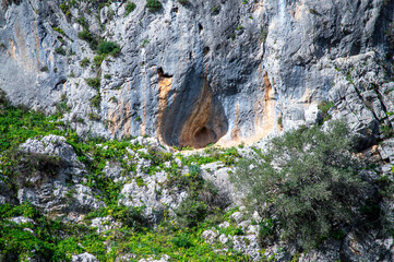 Hiking to Montejaque dam (Presa de Montejaque) and Hundidero cave (Cueva del Hundidero) in the province of Malaga, Andalusia, Spain