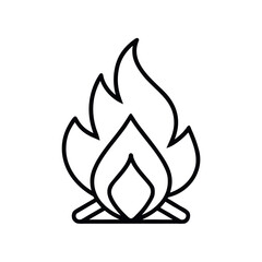 Campfire Outline Line Art Vector