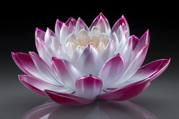 Abstract Pink and White Mechanical Lotus Flower Design in Dark Surroundings