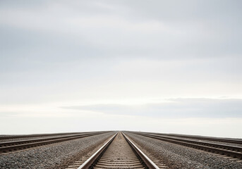 Multiple Railway Tracks Disappearing into Horizon