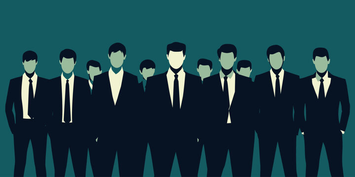 Group of diverse business people standing together in formal suits flat minimalist vector illustration teamwork collaboration concept for corporate team - Powered by Adobe
