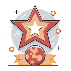 Obraz premium Geometric star and circle illustration in flat design style 