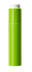Green cylindrical container with white cap