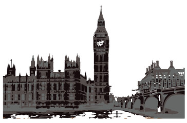 Fototapeta premium Vector Illustration of the Palace of Westminster and Big Ben.