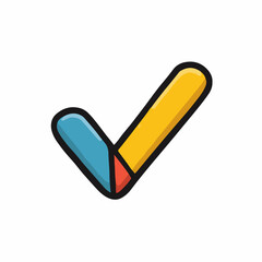 Outlined checkmark icon in flat style